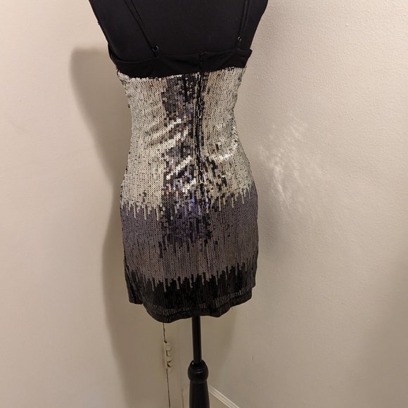 Charlotte Russe Sequin Dress (Black & Silver) with Back Zipper - Picture 5 of 10